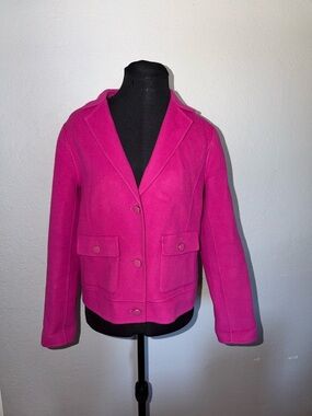 Talbots Coat Women's  6 Pink Wool Blend blazer  mid length bright rare unique